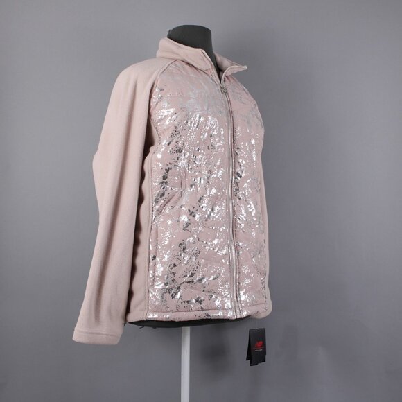 New Balance $79 Sz 3X Pink Silver Collared Pockets 100% Polyester Jacket - Picture 10 of 16